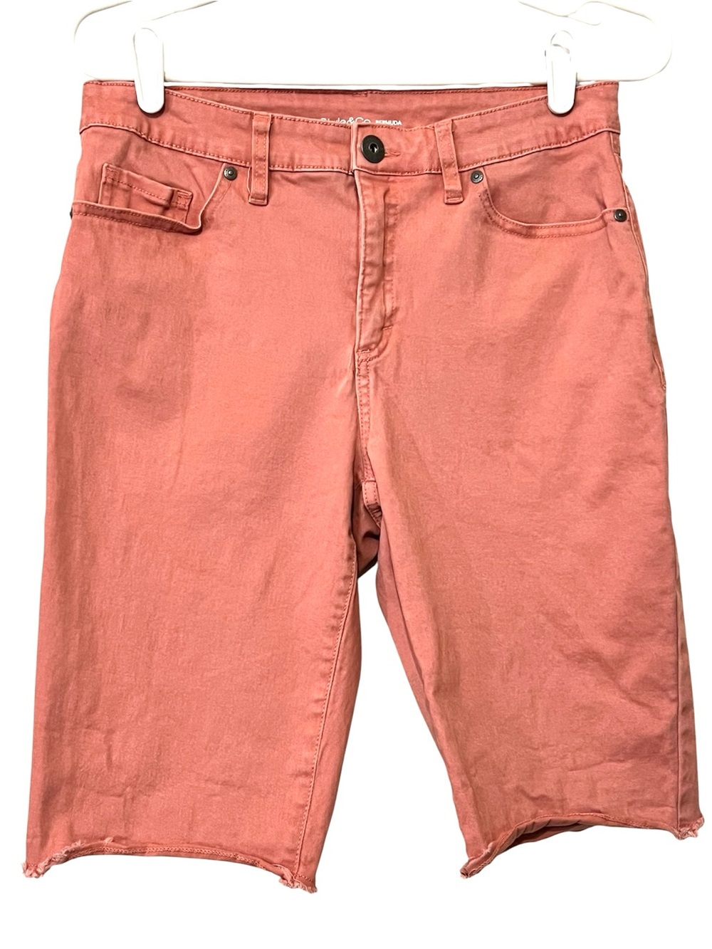 Style & Co Bermuda Denim Shorts Mid-Rise, Stretch, Color Sea Coral, Size 8